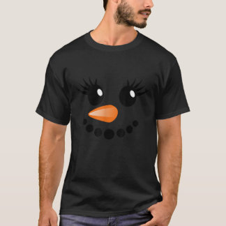 Snowman Face Carrot Nose Eyelashes Costume T-Shirt