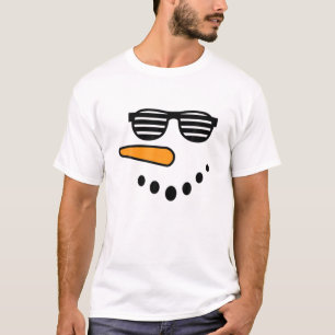 Snowman Face Carrot Nose Eyelashes Glasse For Boys T-Shirt