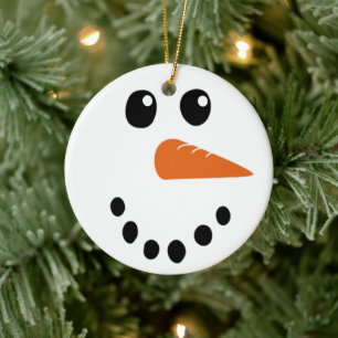 Snowman Face Ceramic Tree Decoration