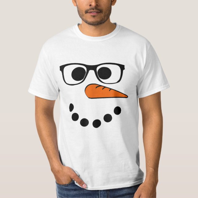 Snowman Face Christmas Funny Santa Claus Hipster C T-Shirt (Front)