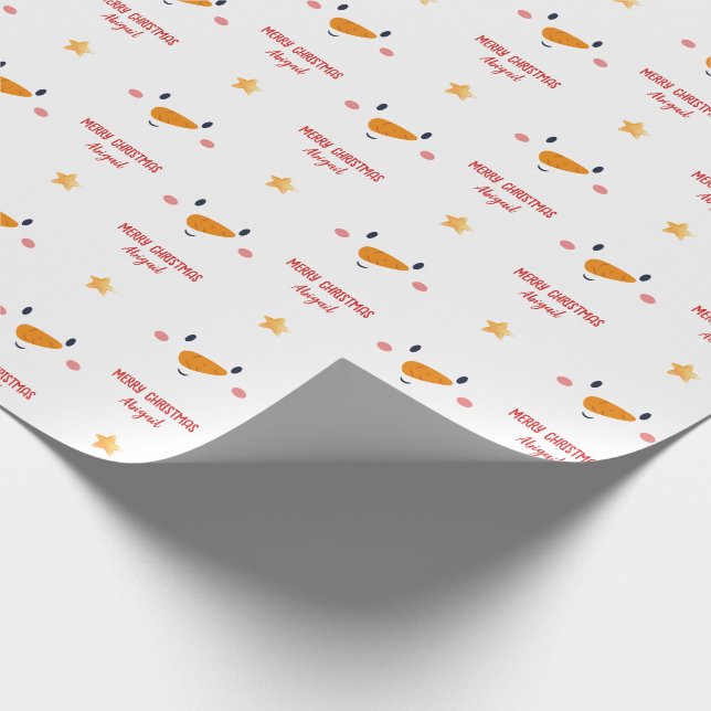 Snowman Face Christmas Wrapping Paper (Corner)