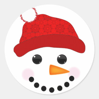 Snowman Face Classic Round Sticker