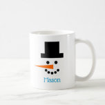 Snowman Face Customised Winter Holiday Fun Smiling Coffee Mug<br><div class="desc">Brighten your winter days with the best hot chocolate mug ever! Both sides of this fun and whimsical mug have a snowman's face on a white background... mirror images of each other! Each snowman has black coal eyes and smiling mouth, a black top hat, and a long orange carrot nose...</div>