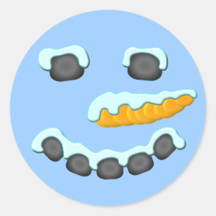 Snowman Face Design Classic Round Sticker