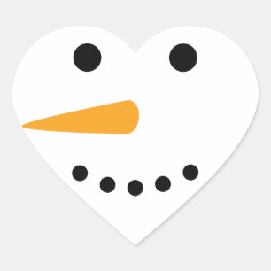 Snowman Face Heart Sticker