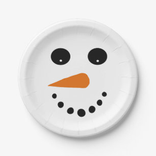 Snowman face paper plate