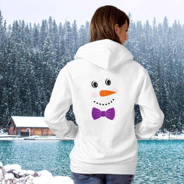 Snowman Face Purple Bowtie add name  Hoodie (Creator Uploaded)