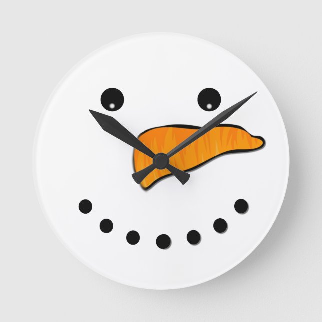 Snowman Face Round Clock (Front)
