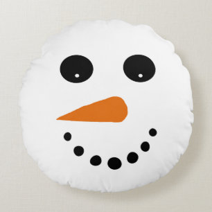 Snowman face round cushion