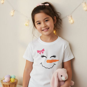 Snowman Face Smile With Ribbon T-Shirt for Kids