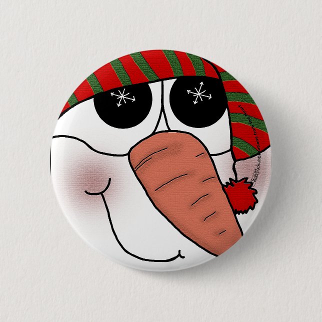 Snowman Face Snowflake Sparkle 6 Cm Round Badge (Front)