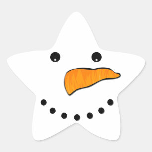 Snowman Face Star Sticker
