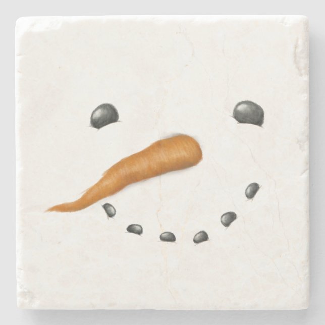 SNOWMAN FACE STONE COASTER (Front)