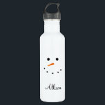 Snowman Face White Christmas Personalised 710 Ml Water Bottle<br><div class="desc">Snowman Face White Christmas Personalised Stainless Steel Water Bottle makes a cute gift idea for a friend or co-worker.  Available in different sizes.  Designed with adorable classic face of a snowman and customised with black calligraphy script name on the front.
CLICK PERSONALIZE TEMPLATE OPTION AND ENTER NAME</div>