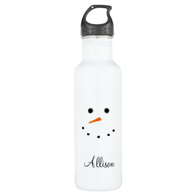 Snowman Face White Christmas Personalised 710 Ml Water Bottle (Front)