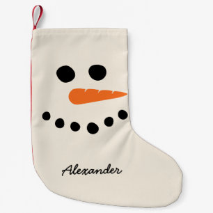 Snowman Face with Custom Name Small Christmas Stocking