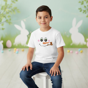 Snowman Face With Pipe T-Shirt for Kids