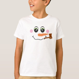Snowman Face With Pipe T-Shirt for Kids