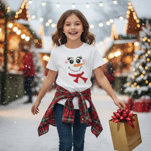 Snowman Face With Shawl T-Shirt for Kids