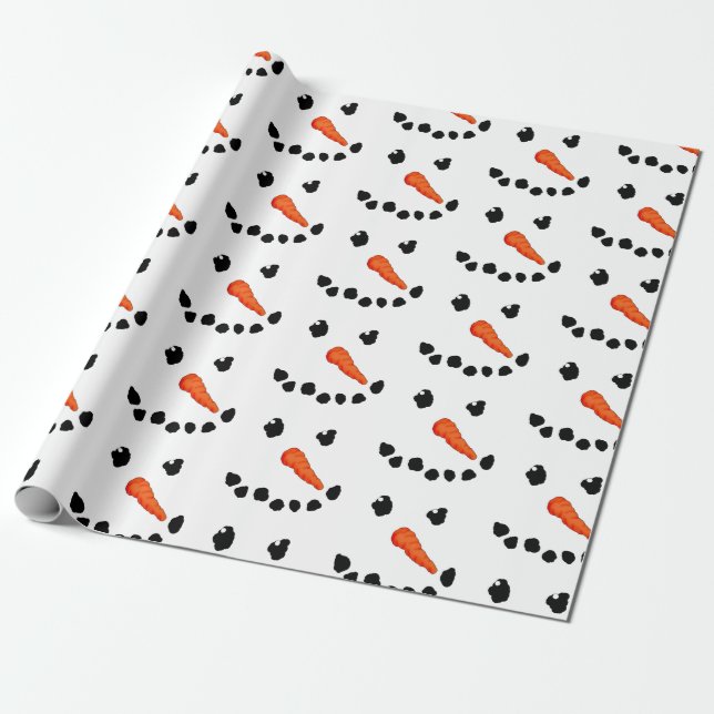 Snowman Face Wrapping Paper (Unrolled)