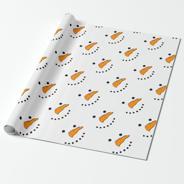 Snowman Face Wrapping Paper (Unrolled)