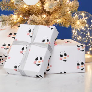 Snowman Face Wrapping Paper Cute Winter