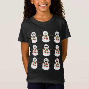 Snowman Faces Characters Cute Christmas T-Shirt