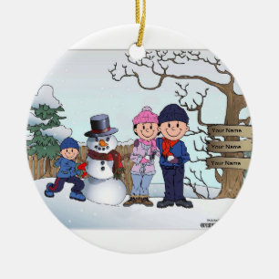 Snowman Family - 1 Boy Ceramic Tree Decoration