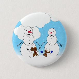 Snowman Family 6 Cm Round Badge
