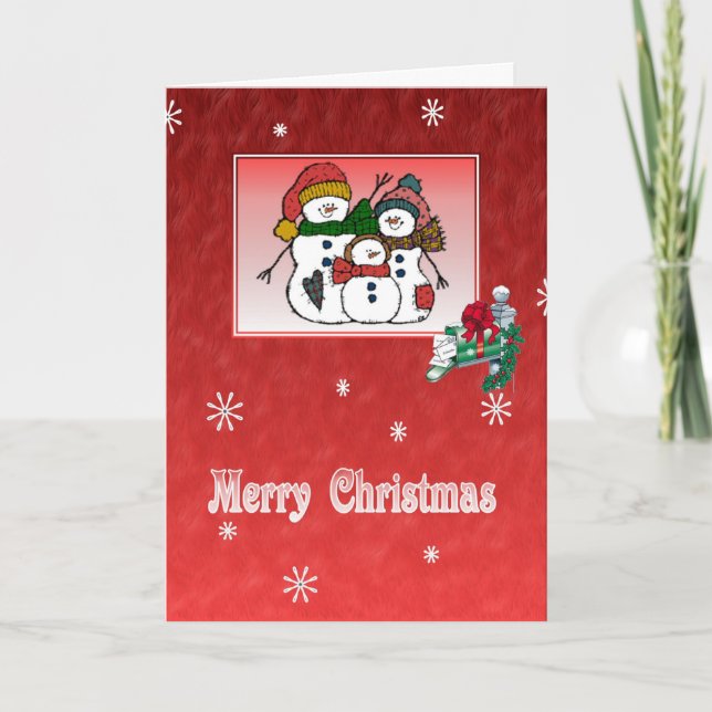 Snowman Family Christmas Card (Front)