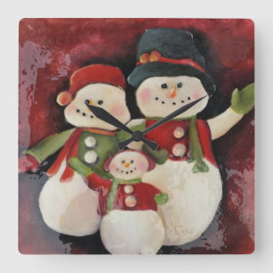 Snowman Family Christmas Clock