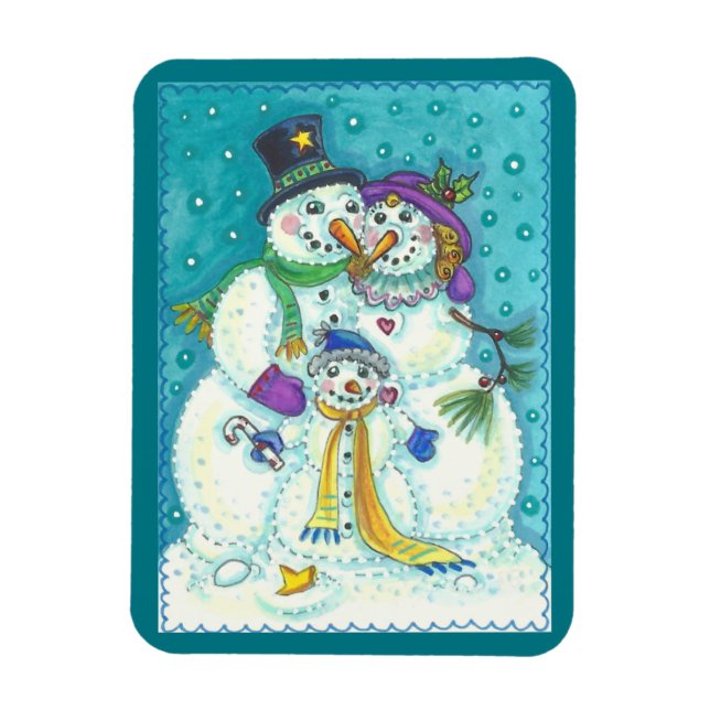 Snowman Family CHRISTMAS MAGNET (Vertical)