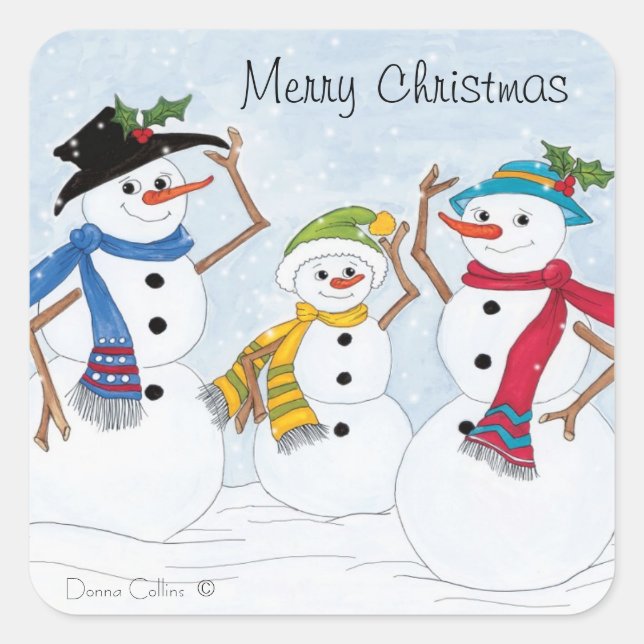 Snowman family Christmas sticker (Front)