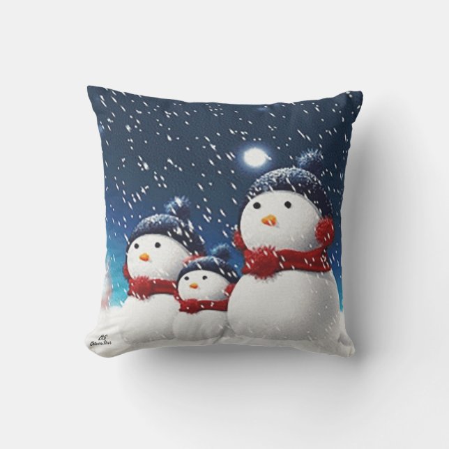 Snowman family cushion (Front)