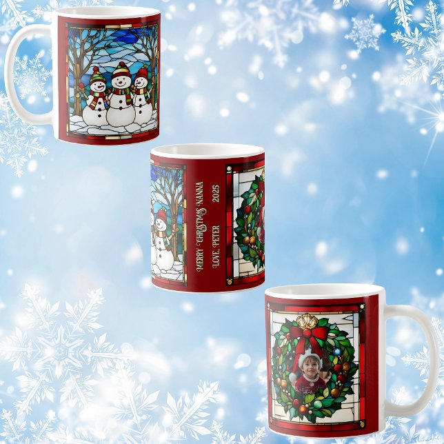 Snowman Family Faux Stained Glass Coffee Mug (Creator Uploaded)