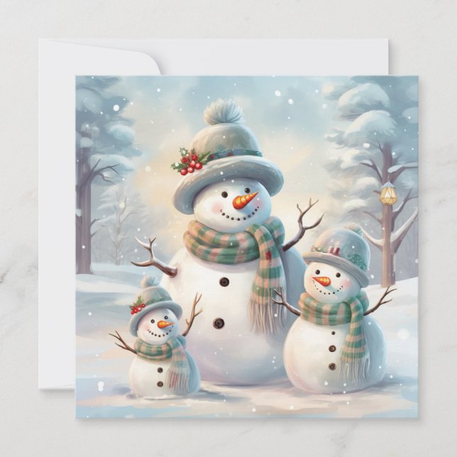 Snowman Family Greeting Card (Front)