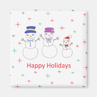 Snowman Family Happy Holidays Magnet
