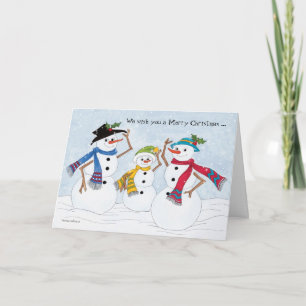 Snowman Family Happy New year Holiday Card
