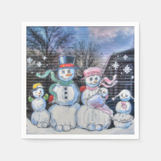 Snowman Family Napkin (Front)
