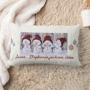 Snowman family personalised xmas throw pillow