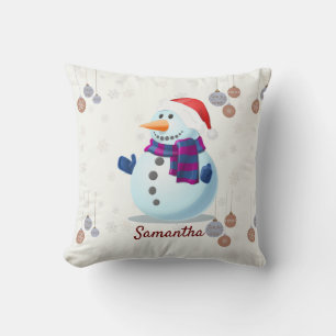 Snowman family personalized xmas cushion