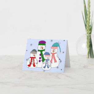 Snowman Family Snowmen Children Snow Whimsical Art Holiday Card