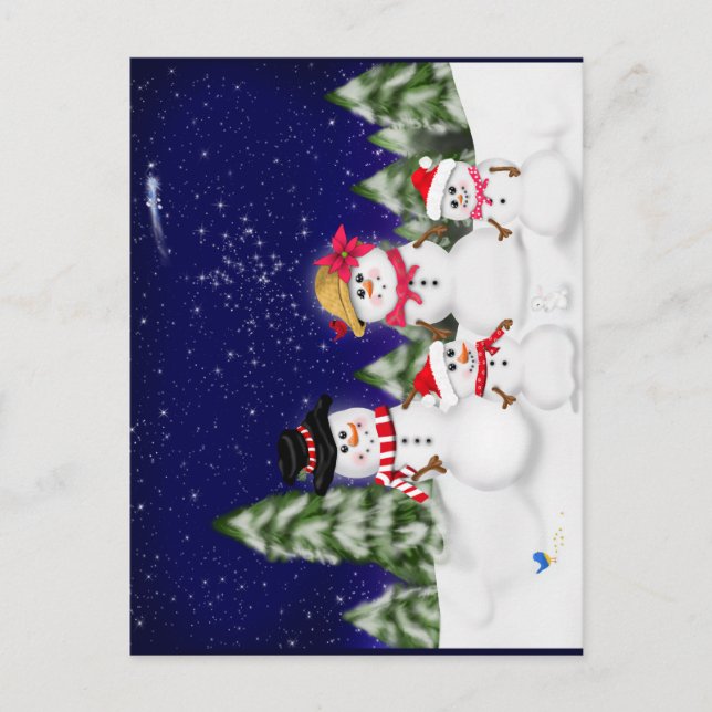 Snowman Family Winter Postcard (Front)