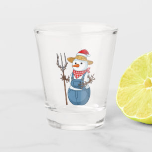 Snowman Farmer Christmas 2026 Holiday Farm Shot Glass