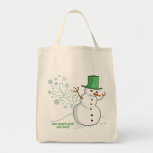 Snowman Farts Snowflakes Tote Bag