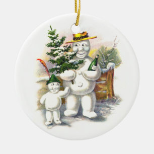 Snowman Father and Son Ceramic Tree Decoration