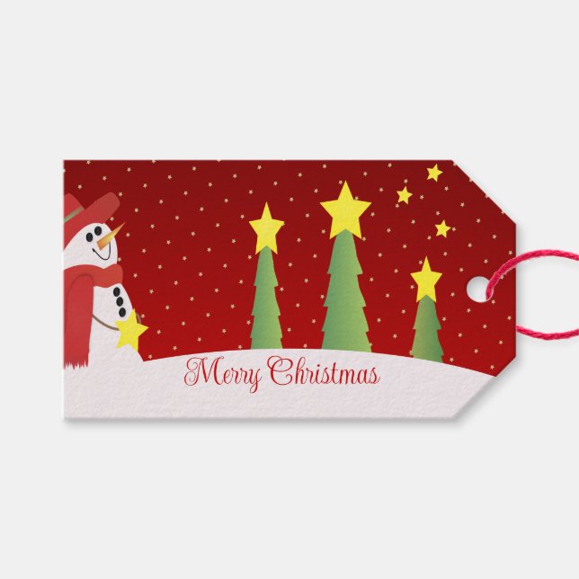 Snowman Festive Designed Gift Tags (Front (Horizontal))