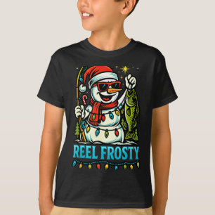 Snowman Fishing Christmas Holiday Festive Winter F T-Shirt