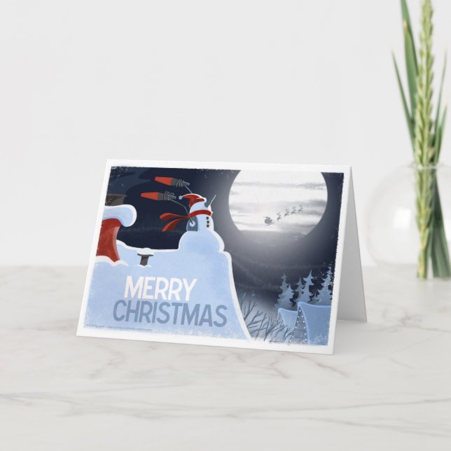 Snowman Flight Control Holiday Card (Front)