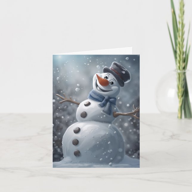 Snowman Folded Greeting Card (Front)